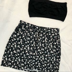 Calvin Klein Mini Floral Jean Skirt